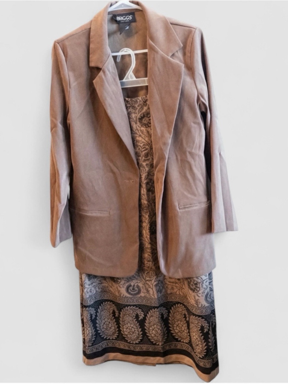 Briggs Vintage Brown Paisley Jacket Skirt Set Womens Medium